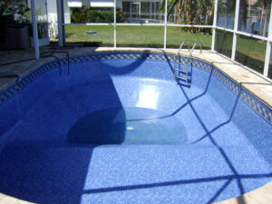 Pool with blue finish and steps