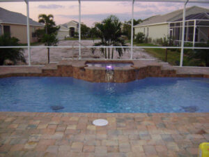 Pool with spa at twilight