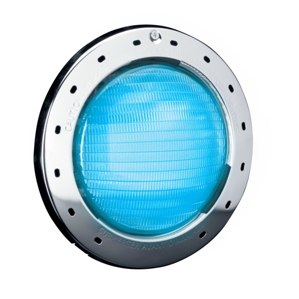 LARGE RGBW LED LIGHT, 12V, STAINLESS STEEL FACE RING, 50' CORD